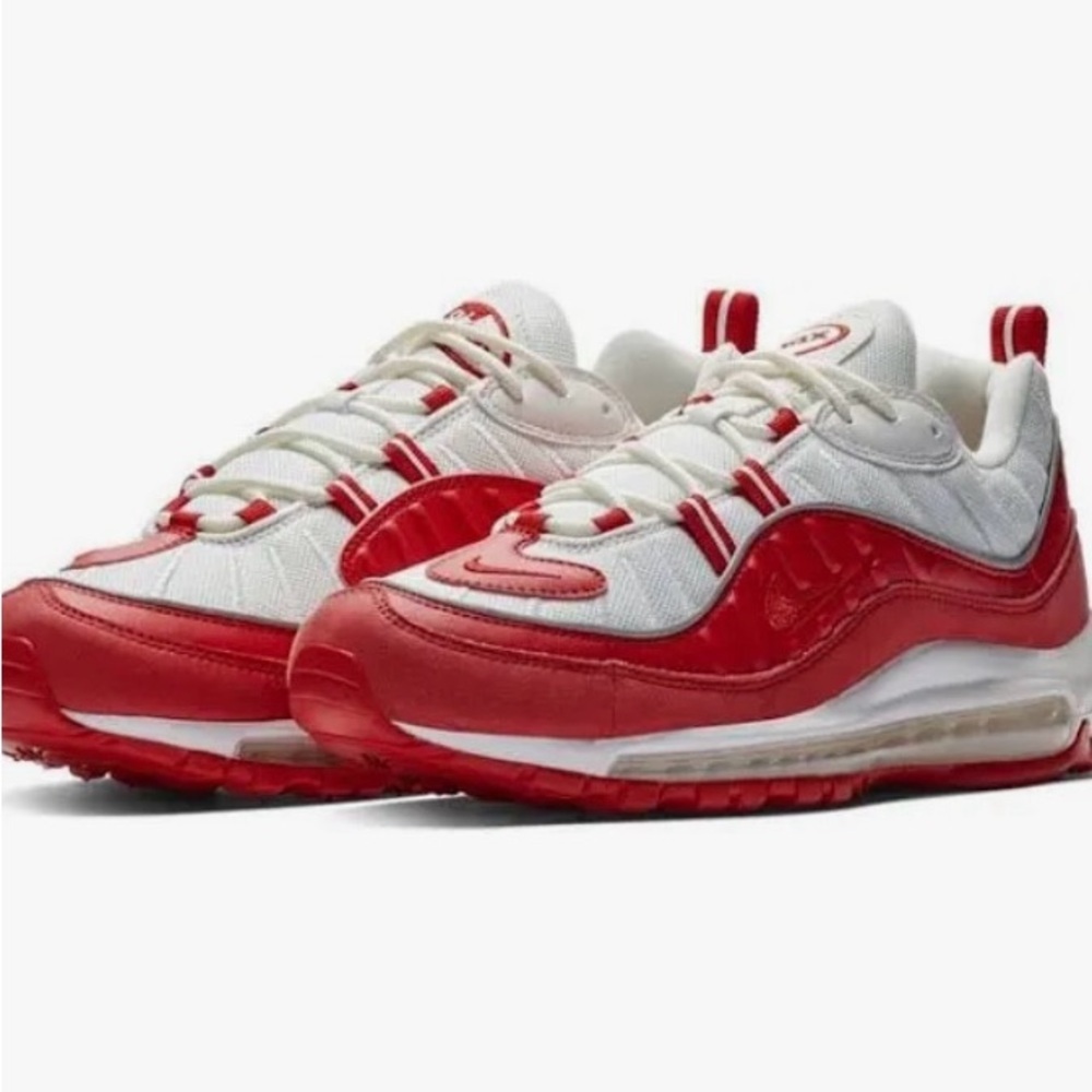 Nike Air Max 98 Men’s Athletic University Red White Sneakers Retro Shoes  9.5